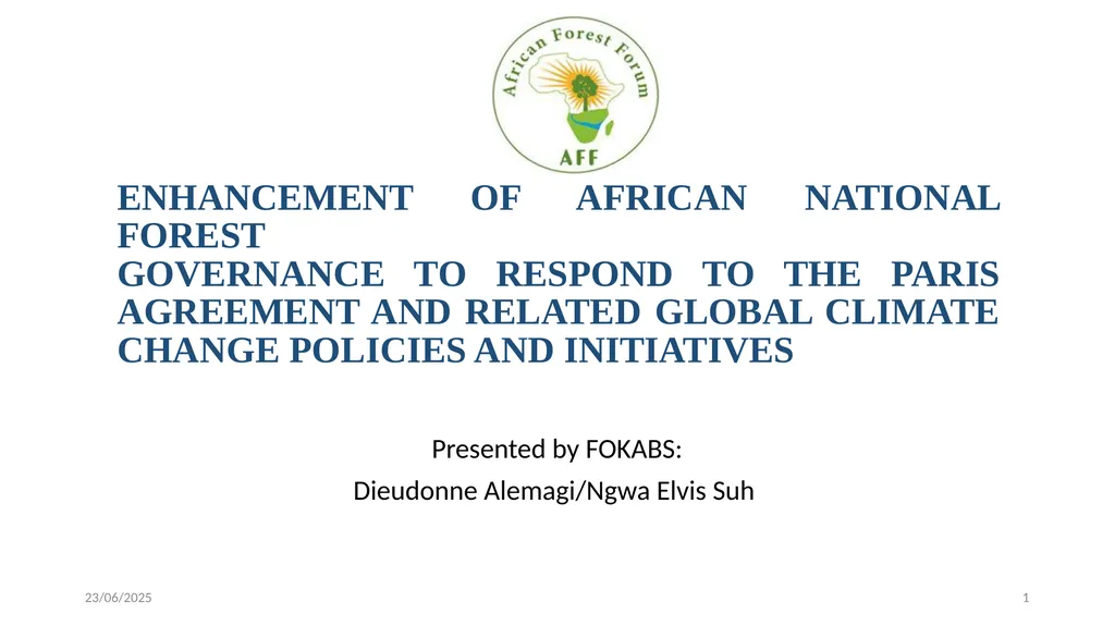 ENHANCEMENT OF AFRICAN NATIONAL FOREST GOVERNANCE