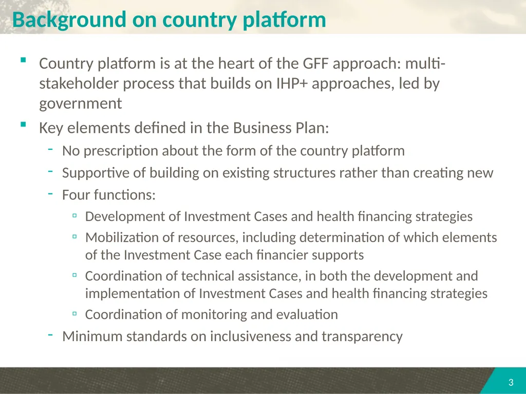 Country platforms, technical assistance, and - slide 3 of 16