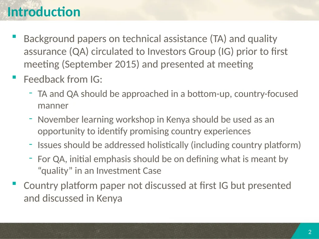 Country platforms, technical assistance, and - slide 2 of 16