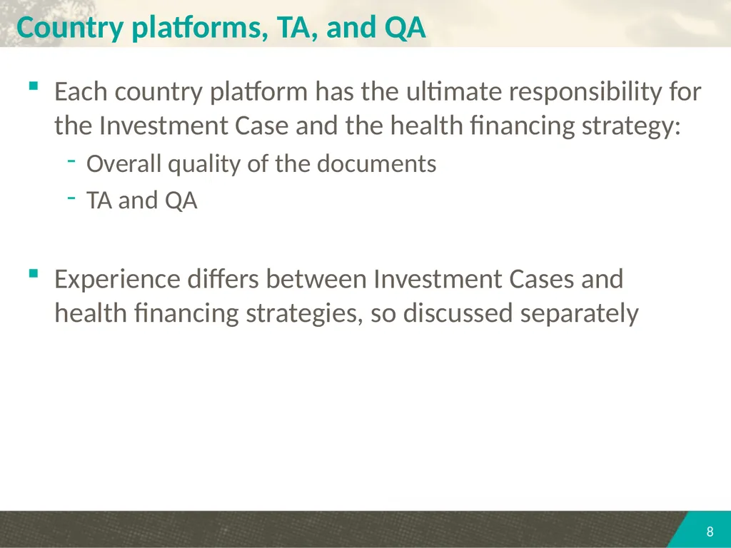 Country platforms, technical assistance, and - slide 8 of 16