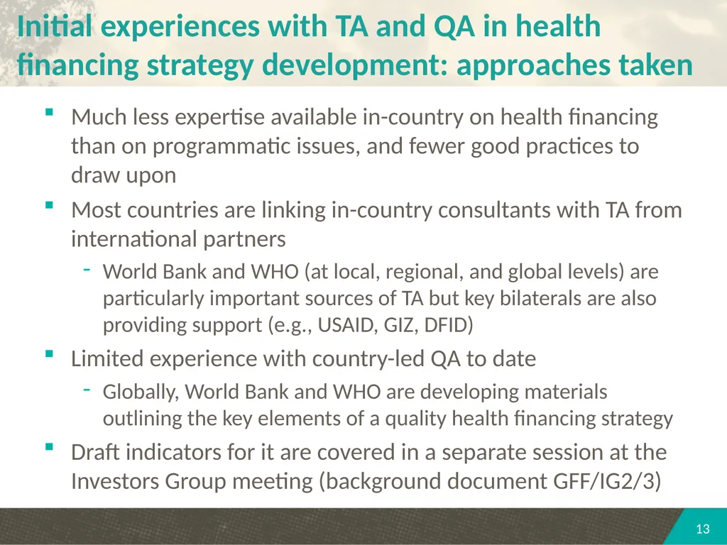 Country platforms, technical assistance, and - slide 13 of 16