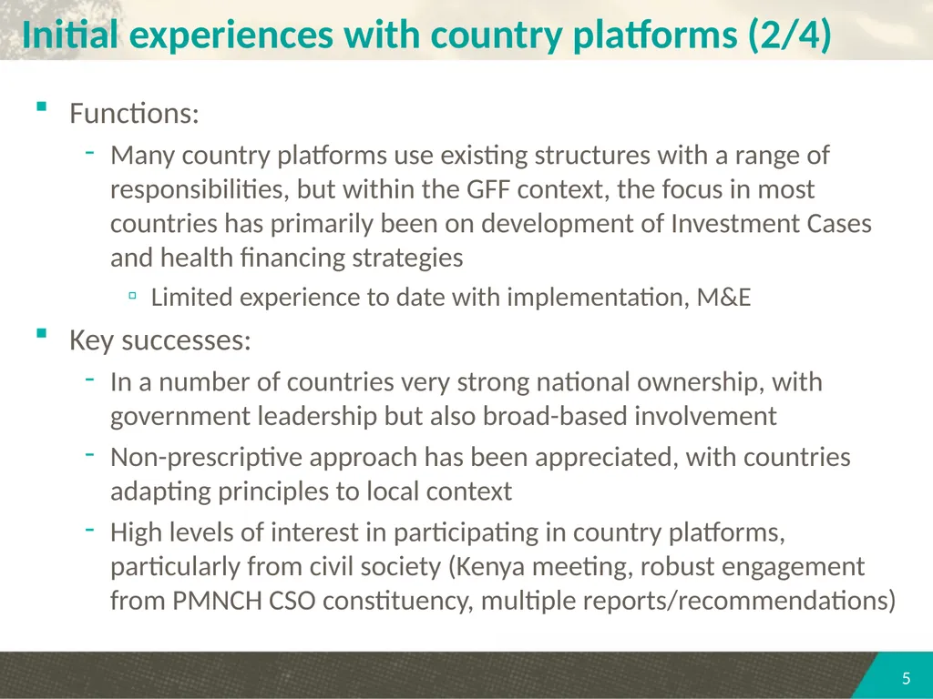 Country platforms, technical assistance, and - slide 5 of 16