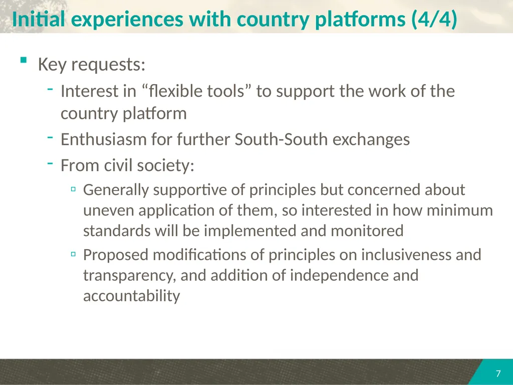 Country platforms, technical assistance, and - slide 7 of 16