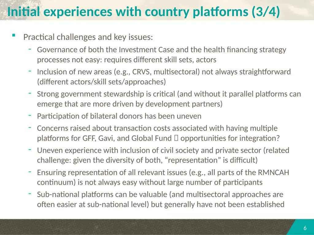 Country platforms, technical assistance, and - slide 6 of 16