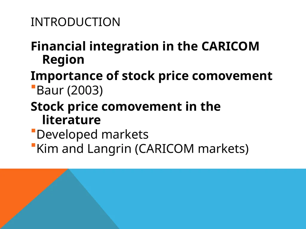Co-movement of Stock Prices in the CARICOM Region - slide 3 of 27