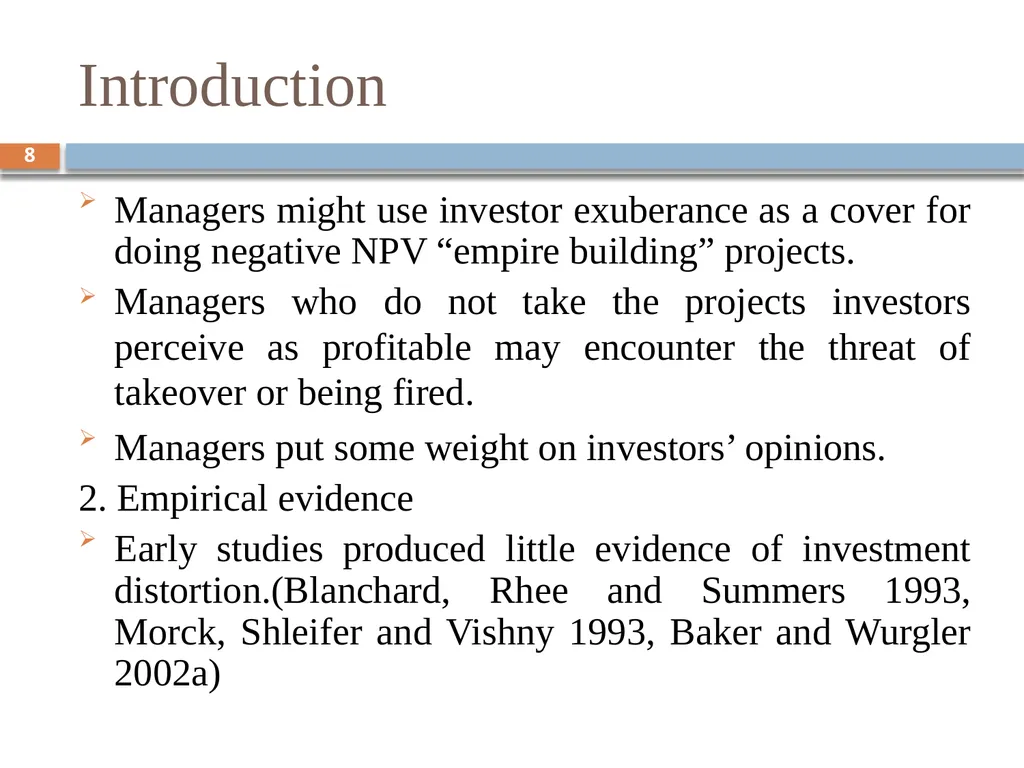 Behavioral Corporate Finance － Models of - slide 8 of 38
