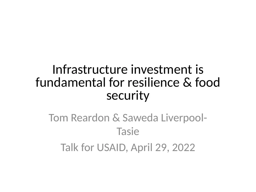 Infrastructure investment is fundamental for - slide 1 of 13