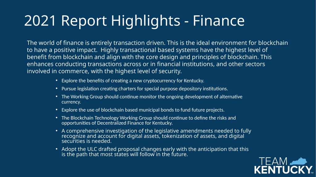 Kentucky Blockchain Technology Working Group The - slide 6 of 17
