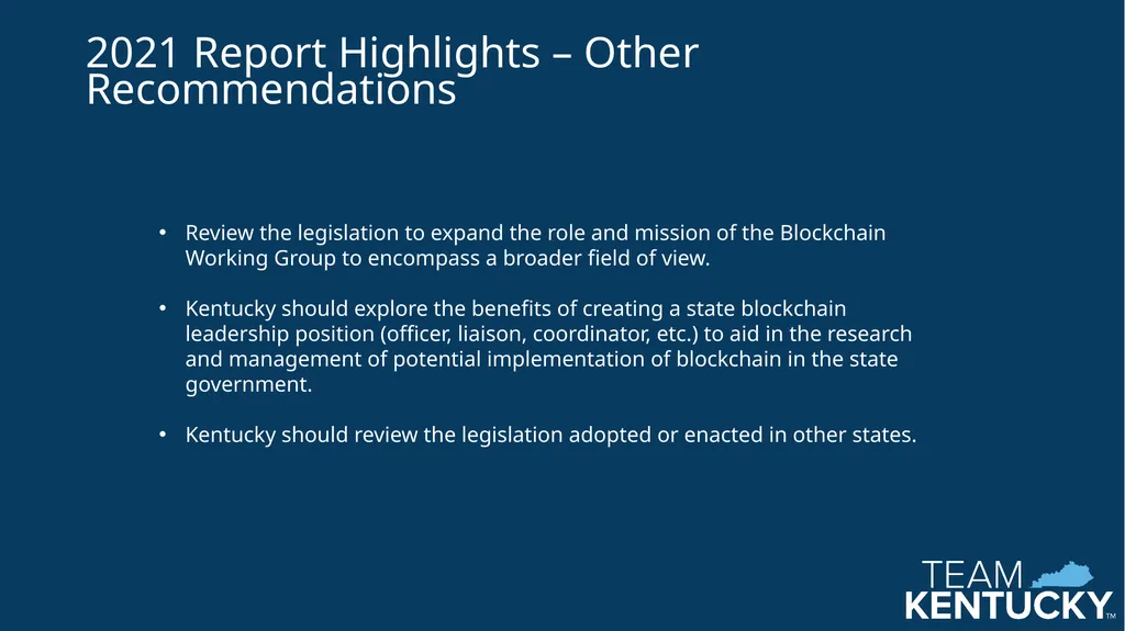 Kentucky Blockchain Technology Working Group The - slide 13 of 17