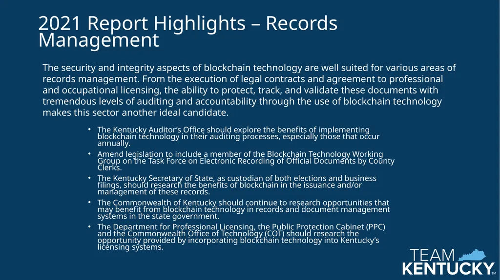 Kentucky Blockchain Technology Working Group The - slide 8 of 17