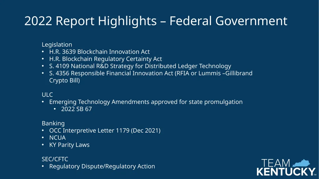 Kentucky Blockchain Technology Working Group The - slide 15 of 17
