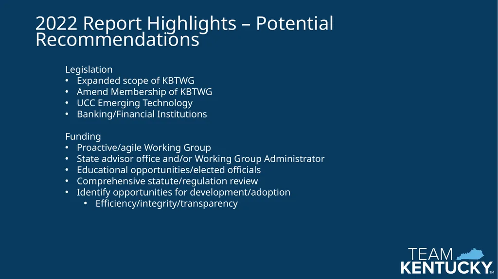 Kentucky Blockchain Technology Working Group The - slide 16 of 17