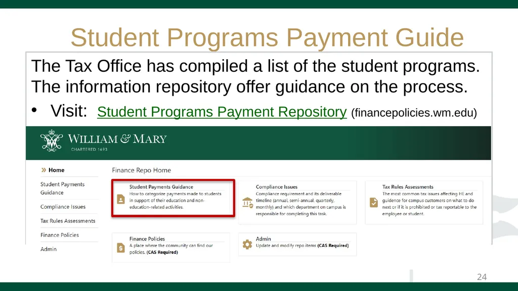PAYMENTS TO STUDENTS GUIDE Effective March 2024 - slide 24 of 32
