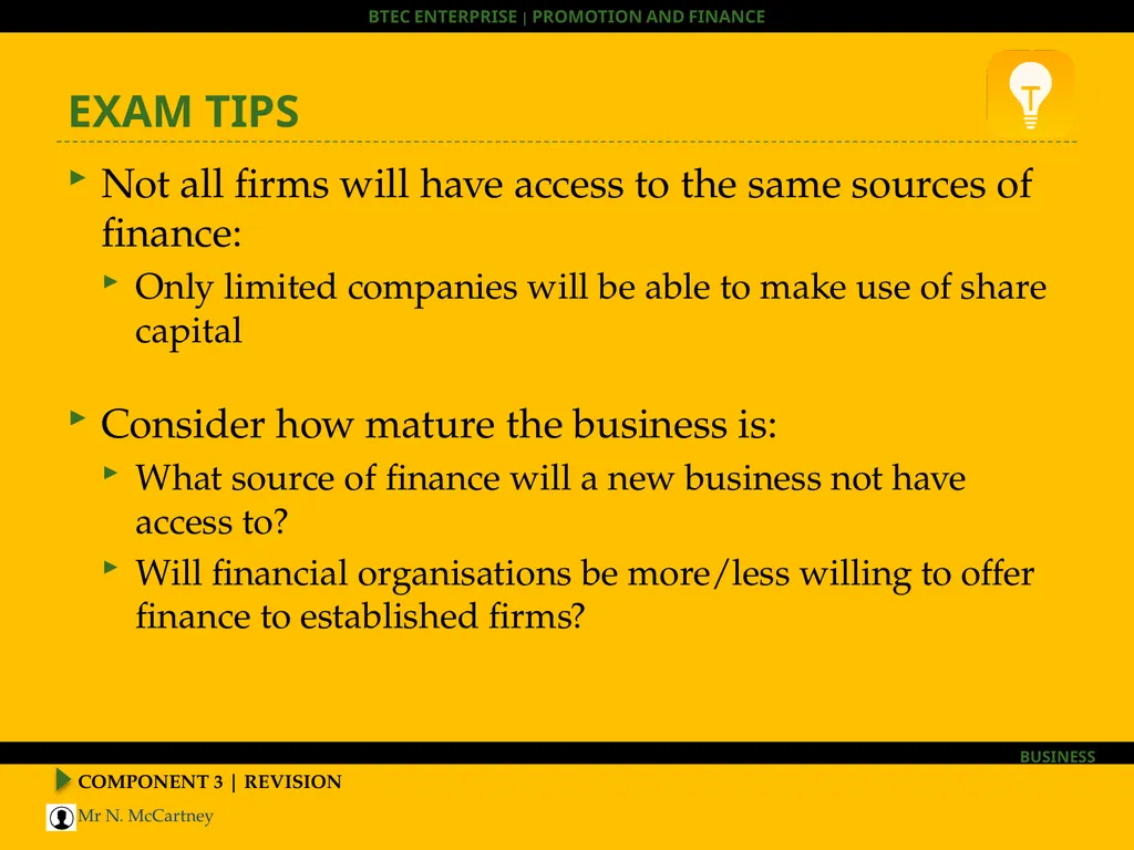 COMPONENT 3 | REVISION BTEC Enterprise HOOK – WHAT - slide 28 of 30