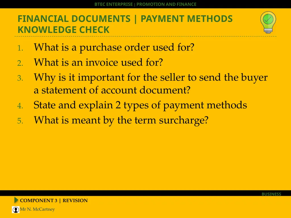 COMPONENT 3 | REVISION BTEC Enterprise HOOK – WHAT - slide 10 of 30
