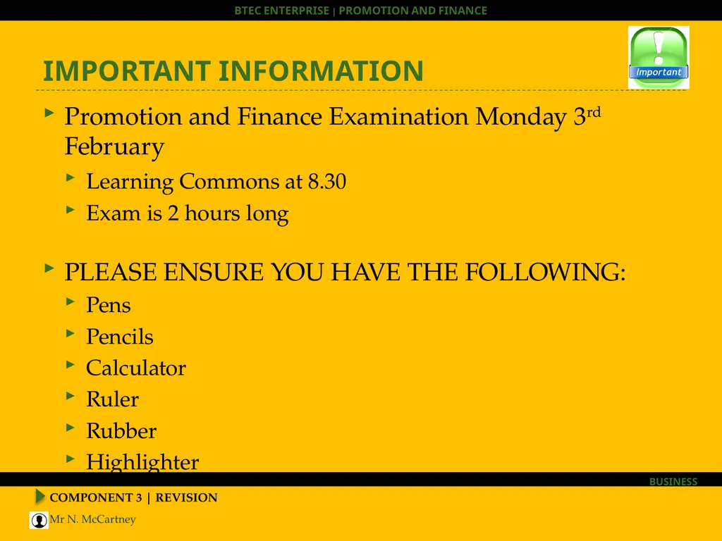COMPONENT 3 | REVISION BTEC Enterprise HOOK – WHAT - slide 29 of 30