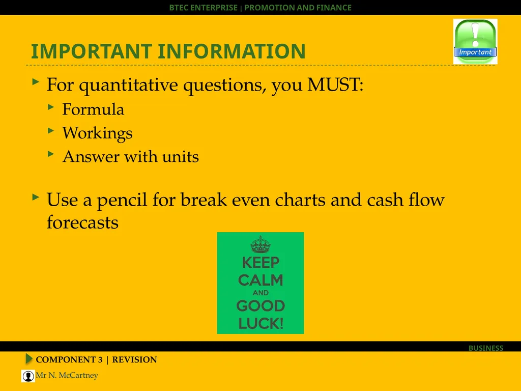 COMPONENT 3 | REVISION BTEC Enterprise HOOK – WHAT - slide 30 of 30