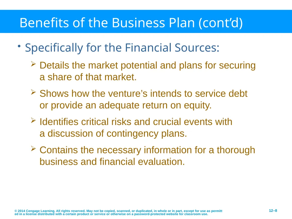 Developing an Effective Business Plan © 2014 - slide 8 of 26