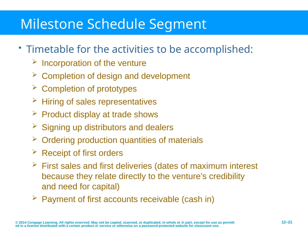 Developing an Effective Business Plan © 2014 - slide 21 of 26