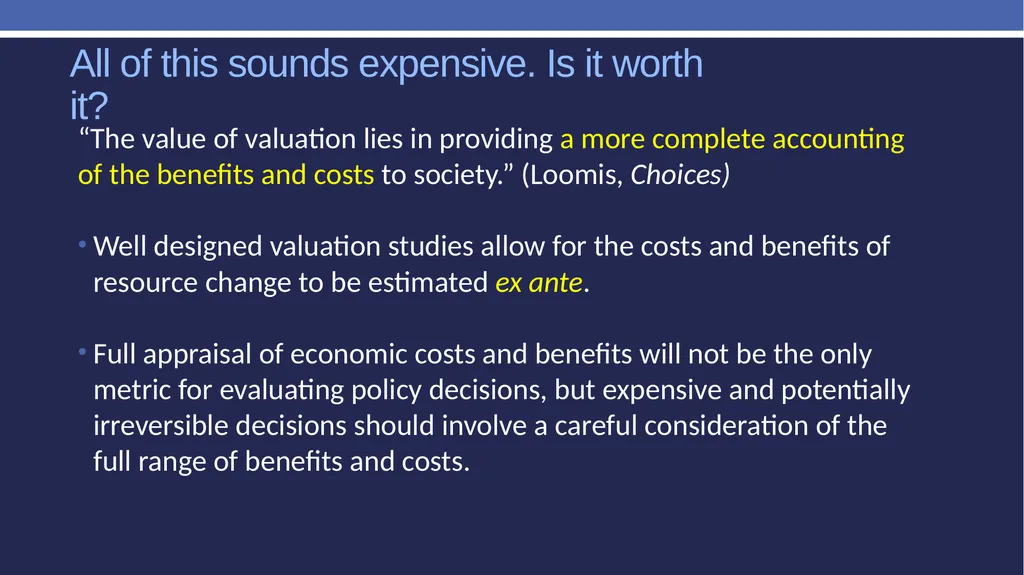 Non-market valuation: methods and data Peter W. - slide 47 of 59