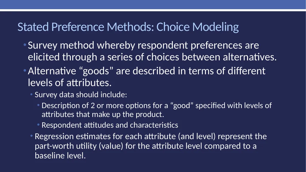 Non-market valuation: methods and data Peter W. - slide 41 of 59