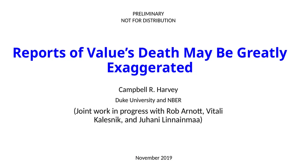 Reports of Value’s Death May Be Greatly - slide 1 of 50