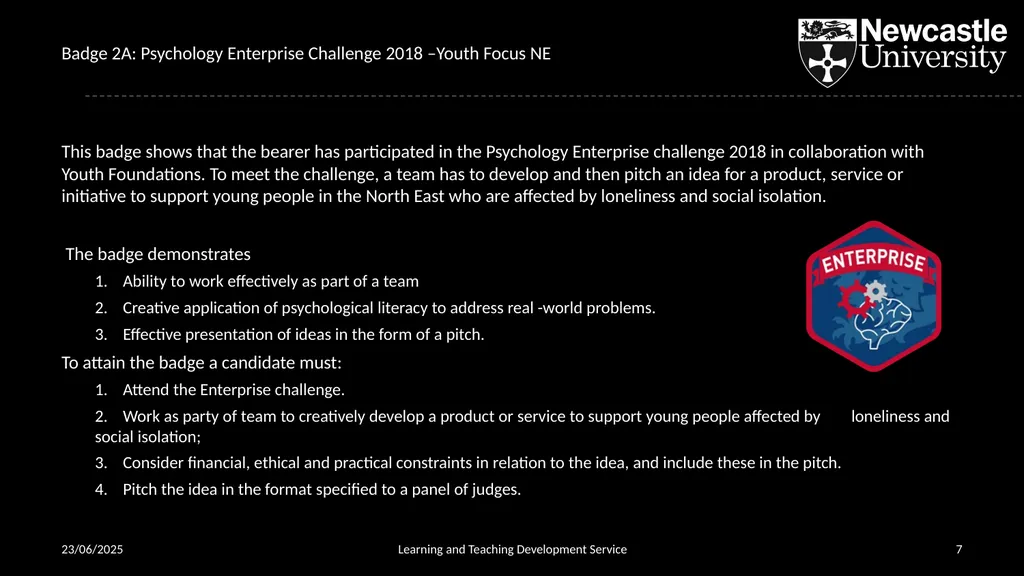 Open Badges in an Academic Context 02/04/2019 - slide 7 of 15