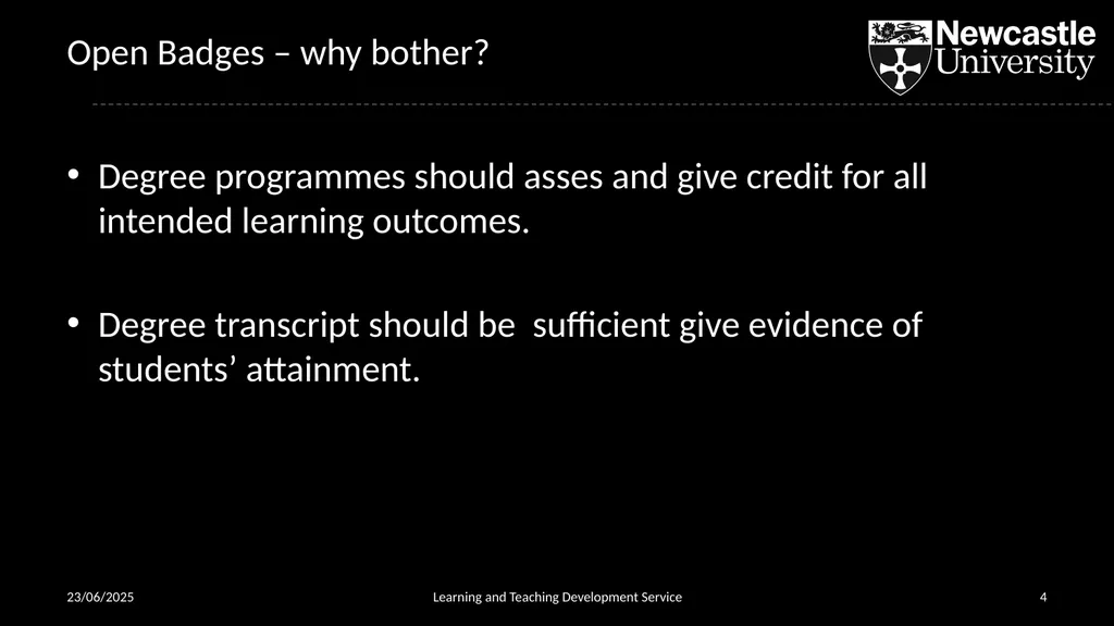 Open Badges in an Academic Context 02/04/2019 - slide 4 of 15