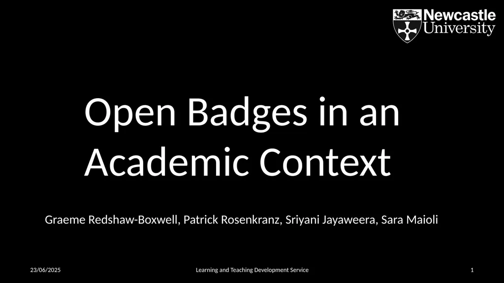 Open Badges in an Academic Context 02/04/2019 - slide 1 of 15