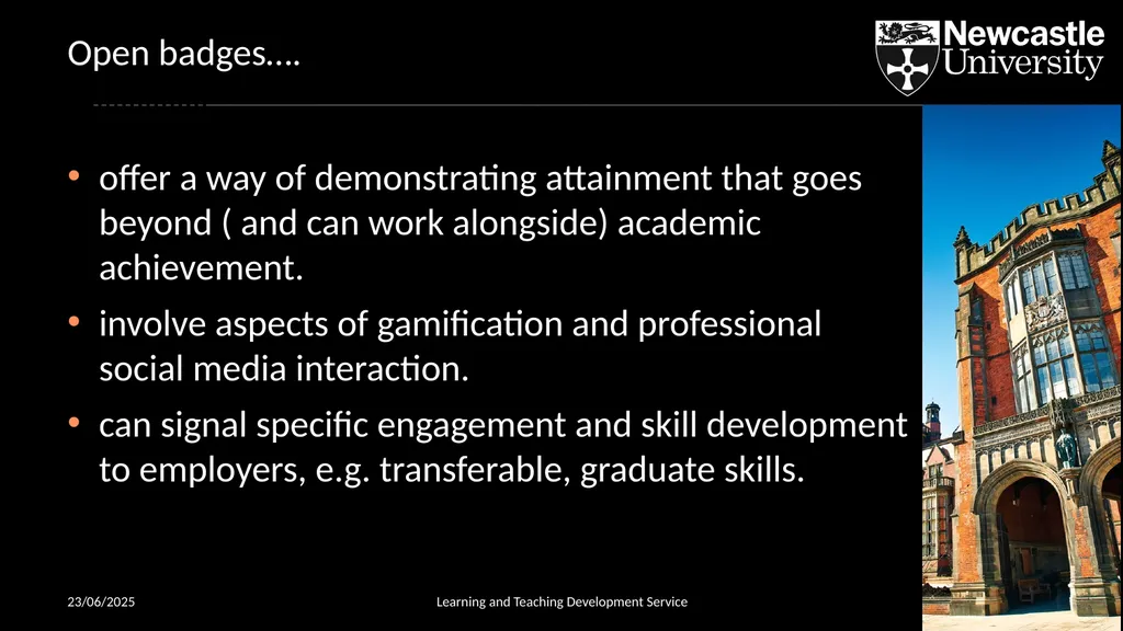 Open Badges in an Academic Context 02/04/2019 - slide 6 of 15