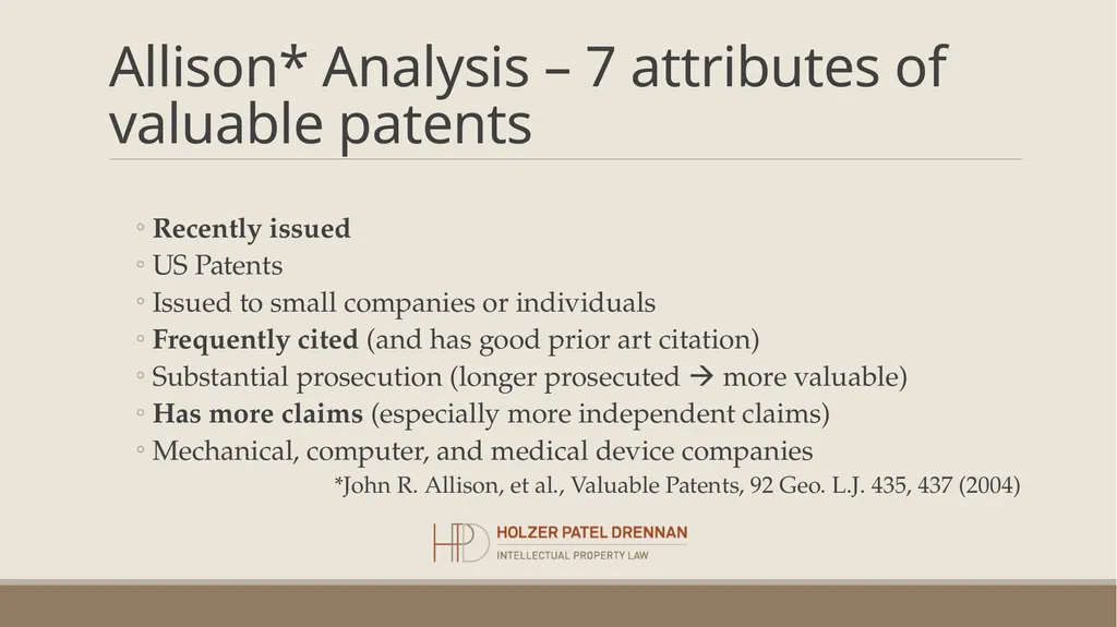 Patent Valuation Chirag Patel, CPVA, CFA Holzer - slide 6 of 22