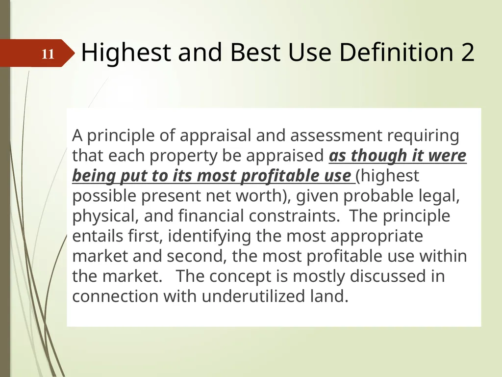 Highest and Best Use: Market Analysis and - slide 11 of 65