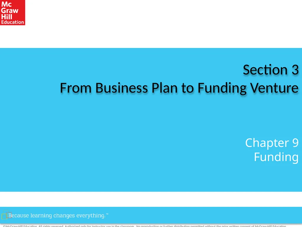 Section 3 From Business Plan to Funding Venture - slide 1 of 15