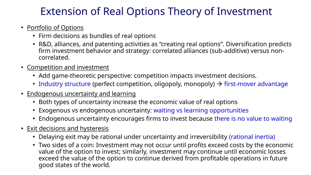 Real options: Taking stock and looking ahead Yong - slide 6 of 11