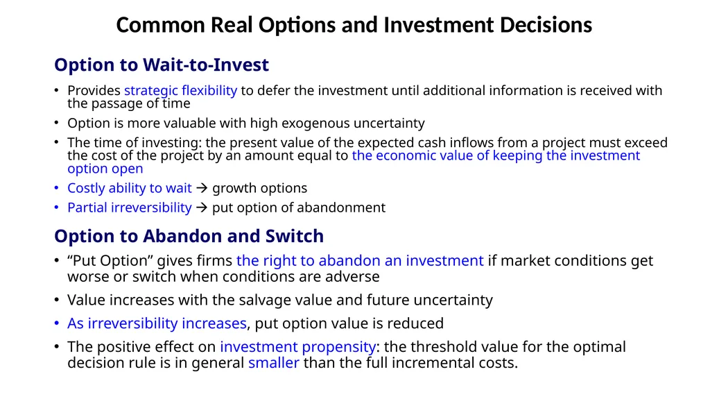 Real options: Taking stock and looking ahead Yong - slide 4 of 11