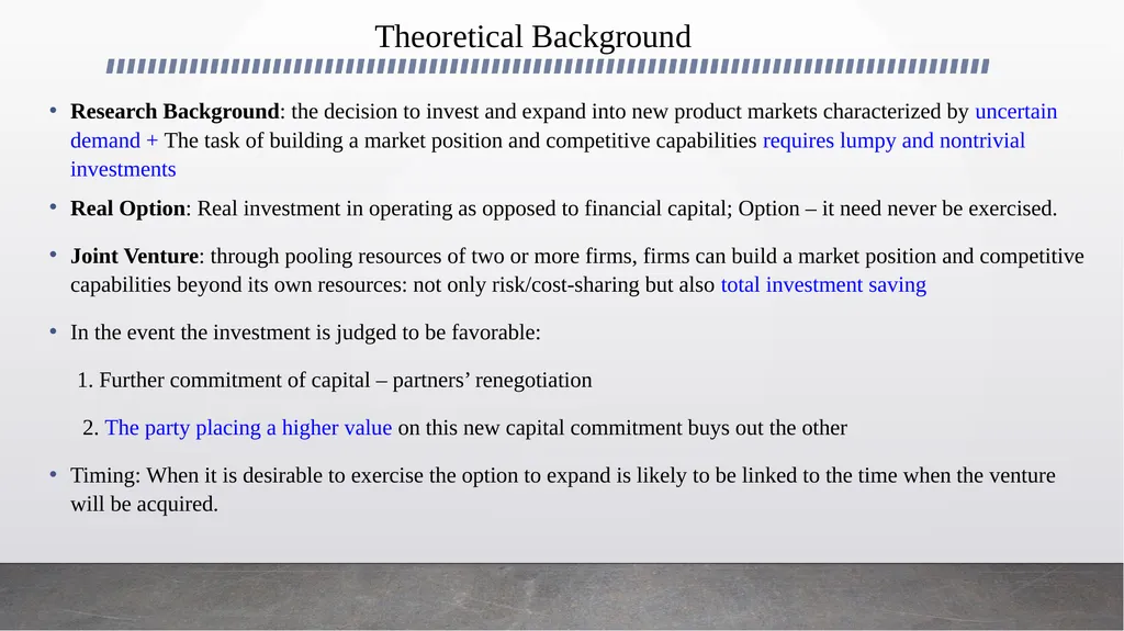 Joint Ventures and the Option to Expand and - slide 2 of 9