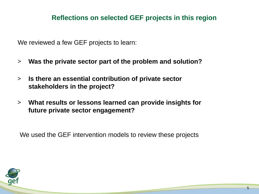Expanding Engagement with the Private Sector on - slide 5 of 13