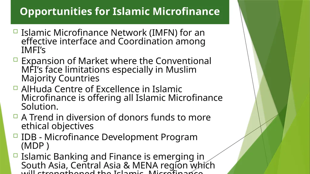 Funding Sources for Islamic Microfinance BY: - slide 15 of 16