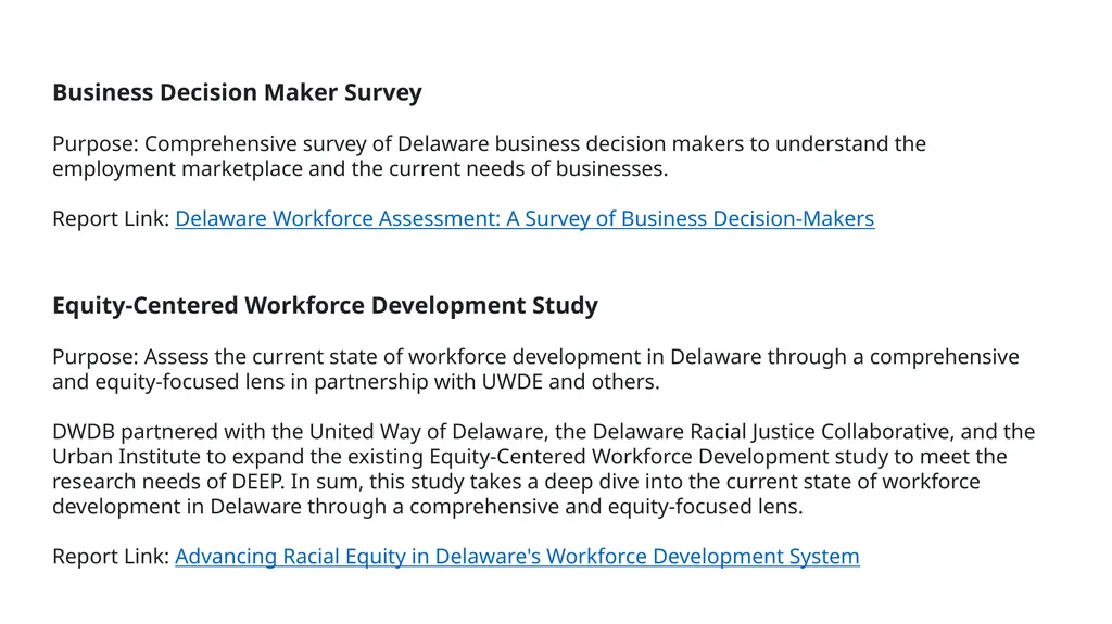 Delaware’s Employment Equity Project will analyze - slide 10 of 10