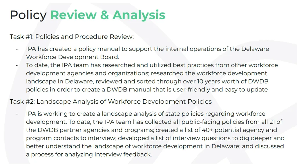 Delaware’s Employment Equity Project will analyze - slide 5 of 10