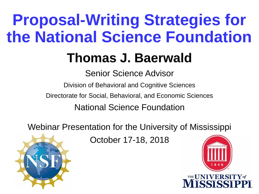 Proposal-Writing Strategies for the National