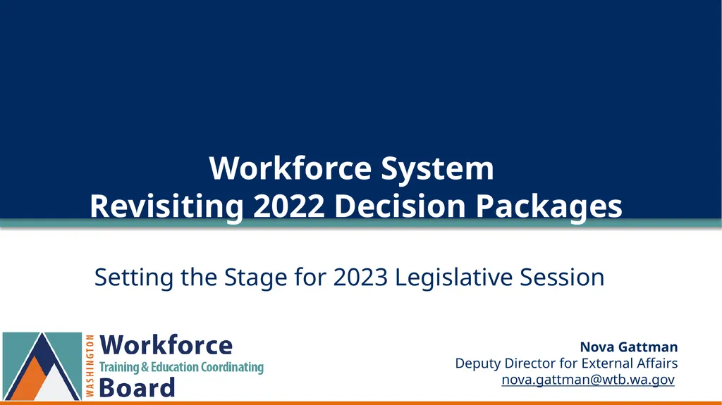 Workforce System Revisiting 2022 Decision Packages - slide 1 of 8