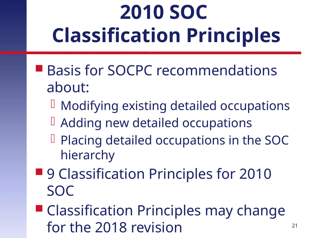 Revising the Standard Occupational Classification: - slide 21 of 40