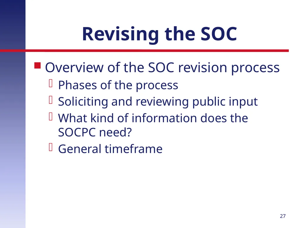 Revising the Standard Occupational Classification: - slide 27 of 40