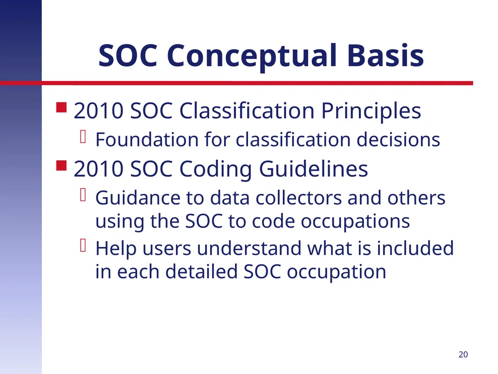 Revising the Standard Occupational Classification: - slide 20 of 40