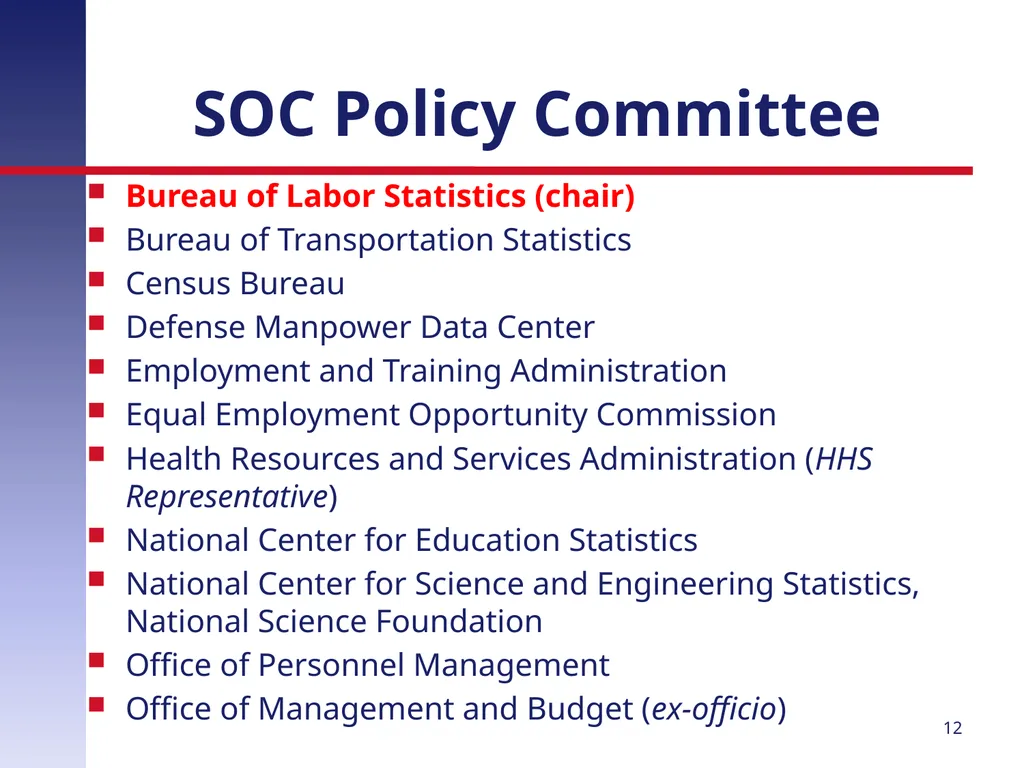 Revising the Standard Occupational Classification: - slide 12 of 40