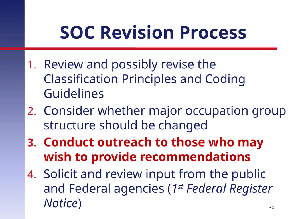 Revising the Standard Occupational Classification: - slide 30 of 40