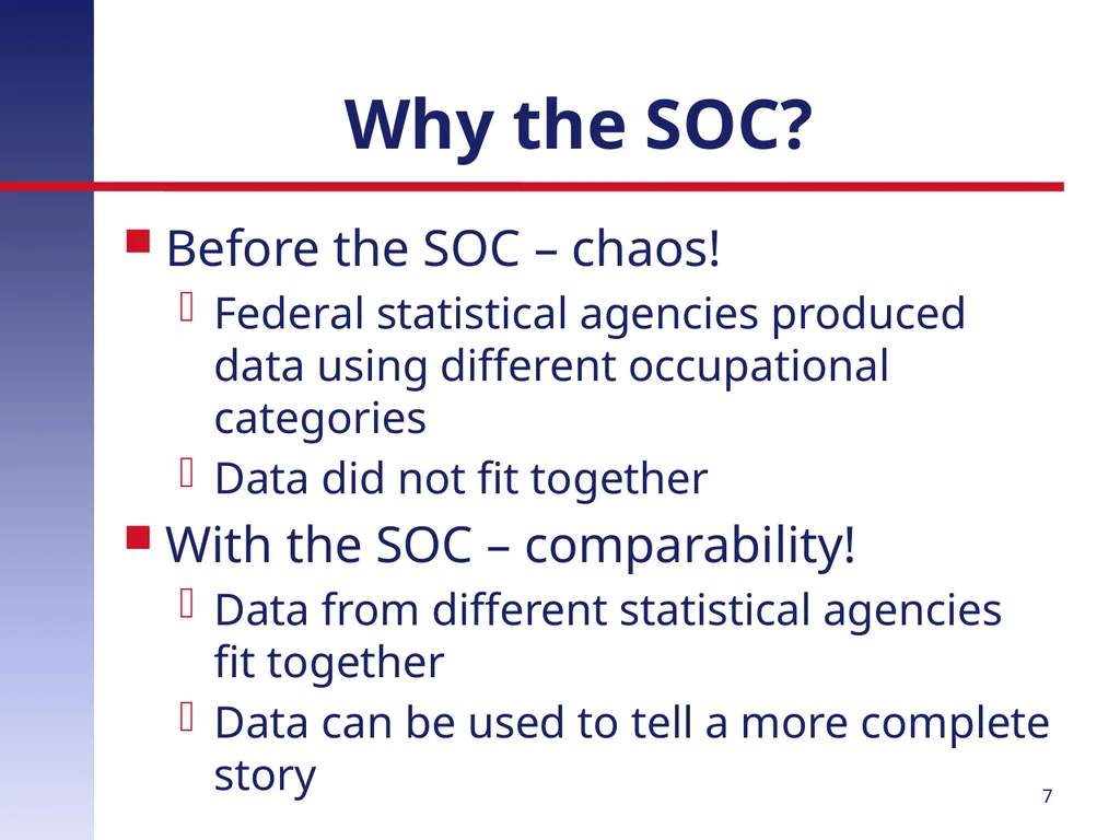 Revising the Standard Occupational Classification: - slide 7 of 40