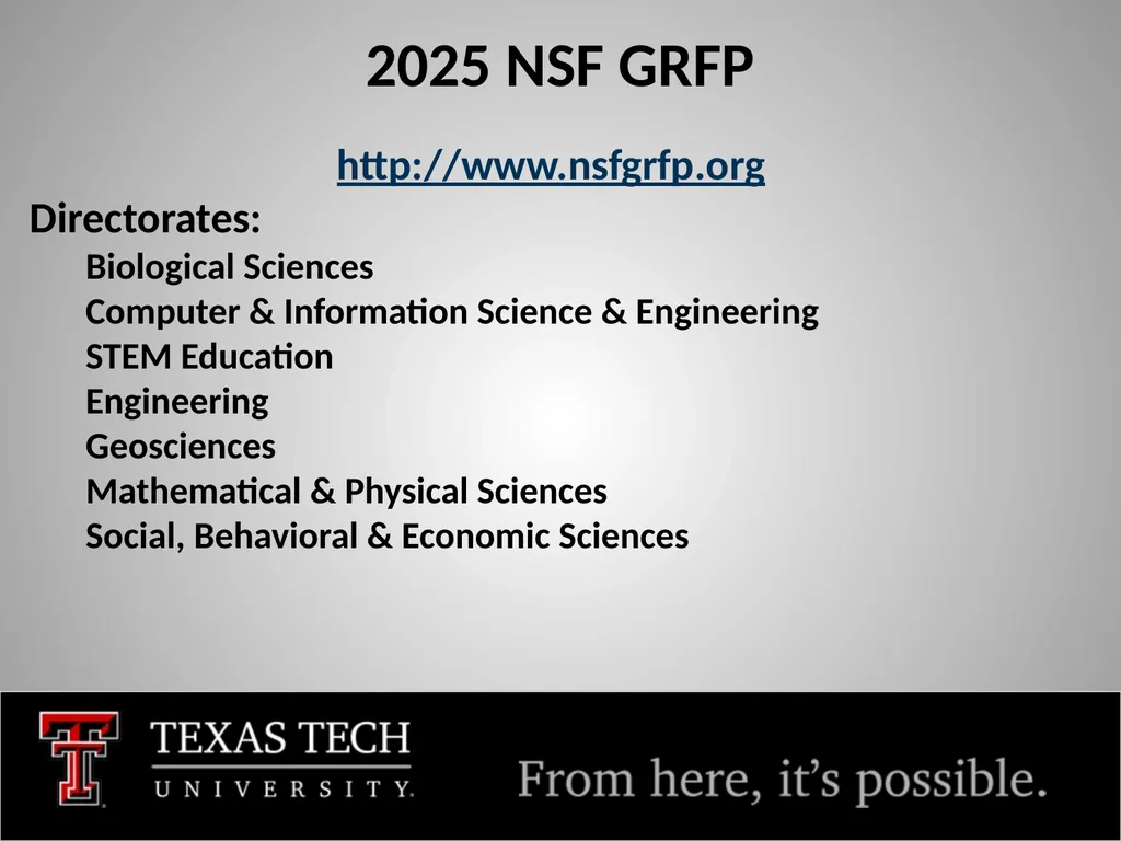NSF GRFP FY 2025 Tim Dallas, PhD Associate Dean, - slide 4 of 23