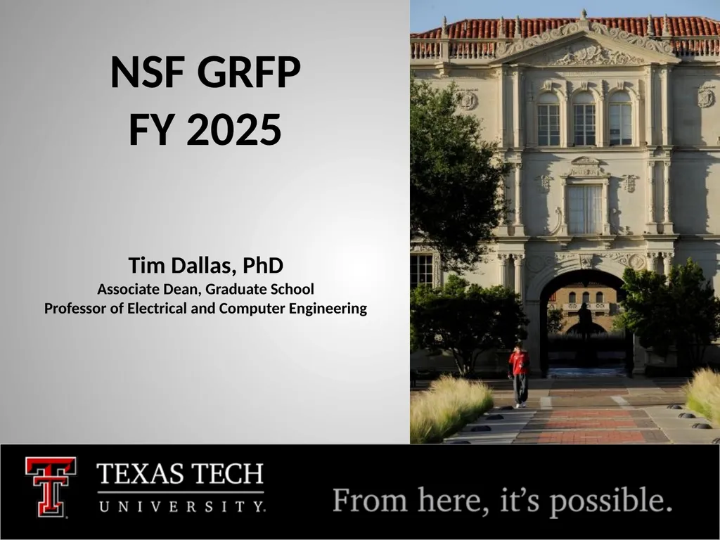NSF GRFP FY 2025 Tim Dallas, PhD Associate Dean, - slide 1 of 23